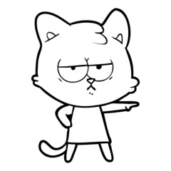 bored cartoon cat pointing