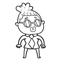 cartoon office woman wearing spectacles