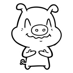 Fototapeta premium nervous cartoon pig