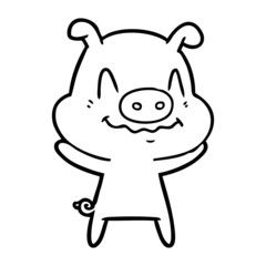 nervous cartoon pig