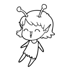 cartoon alien girl laughing