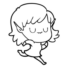 happy cartoon elf girl running