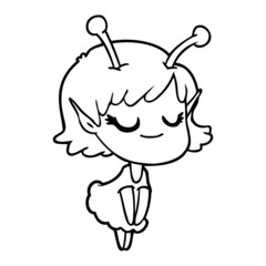 smiling alien girl cartoon