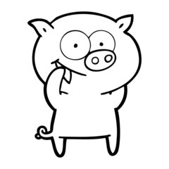 cheerful pig cartoon