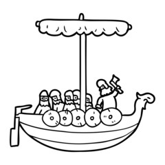 cartoon vikings sailing