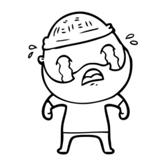 cartoon bearded man crying