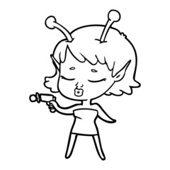 cute alien girl cartoon