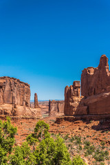 Wild west of the USA. Arches National Park, Utah. Park Avenue