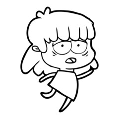 cartoon tired woman