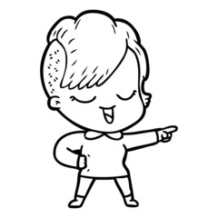 happy cartoon girl pointing