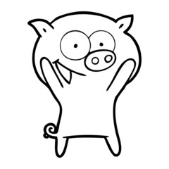 happy pig cartoon