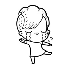 Fototapeta premium cartoon crying girl