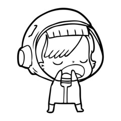 cartoon astronaut woman explaining