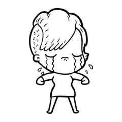 Obraz premium cartoon crying girl