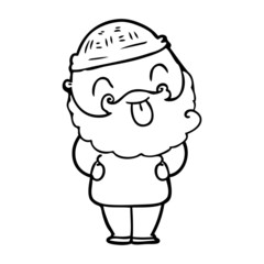 man with beard sticking out tongue