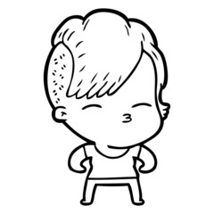 cartoon girl muscle posing