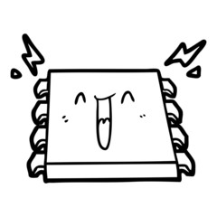happy computer chip cartoon