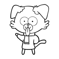 Fototapeta premium cartoon dog in winter clothes