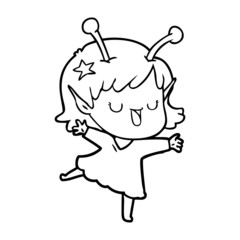 happy alien girl cartoon