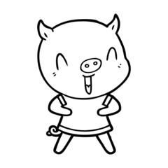 happy cartoon pig
