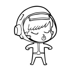 cartoon pretty astronaut girl