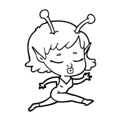 cute alien girl cartoon