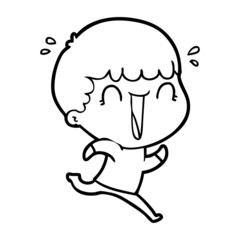 laughing cartoon man running