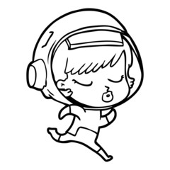 cartoon pretty astronaut girl running