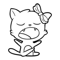 cartoon yawning cat