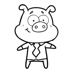 happy cartoon pig boss