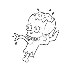 cartoon halloween skull in zombie hand