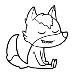 friendly cartoon wolf sitting down