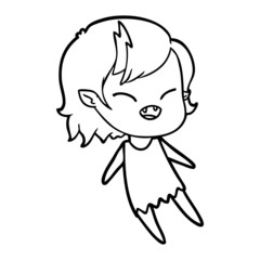 cartoon laughing vampire girl floating