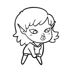 pretty cartoon elf girl