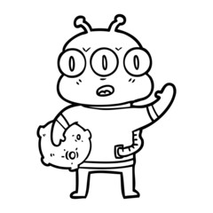 cartoon three eyed alien waving