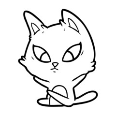 confused cartoon cat sitting