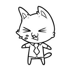 cartoon cat wearing shirt hissing
