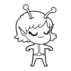 smiling alien girl cartoon