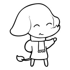 cute cartoon elephant in winter clothes