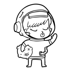 Obraz premium cartoon pretty astronaut girl