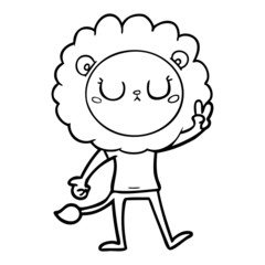 cartoon lion giving peac sign