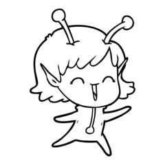 cartoon alien girl laughing