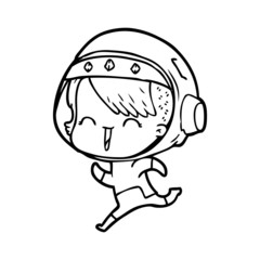 happy cartoon space girl