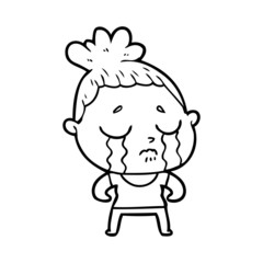 Fototapeta premium cartoon tough woman crying