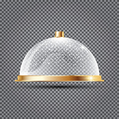 Glass Dome with Snow on Transparent Background.