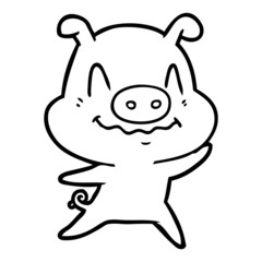 nervous cartoon pig