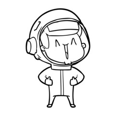 happy cartoon astronaut