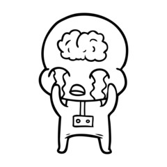 cartoon big brain alien crying
