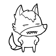 cartoon wolf showing teeth