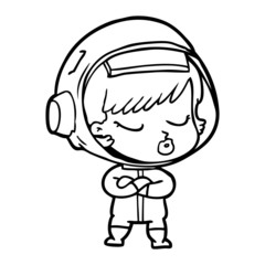 cartoon pretty astronaut girl
